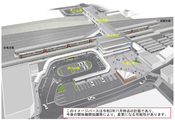 西口駅前広場側からのイメージパース