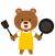 かわいい熊が料理道具を持っているイラスト